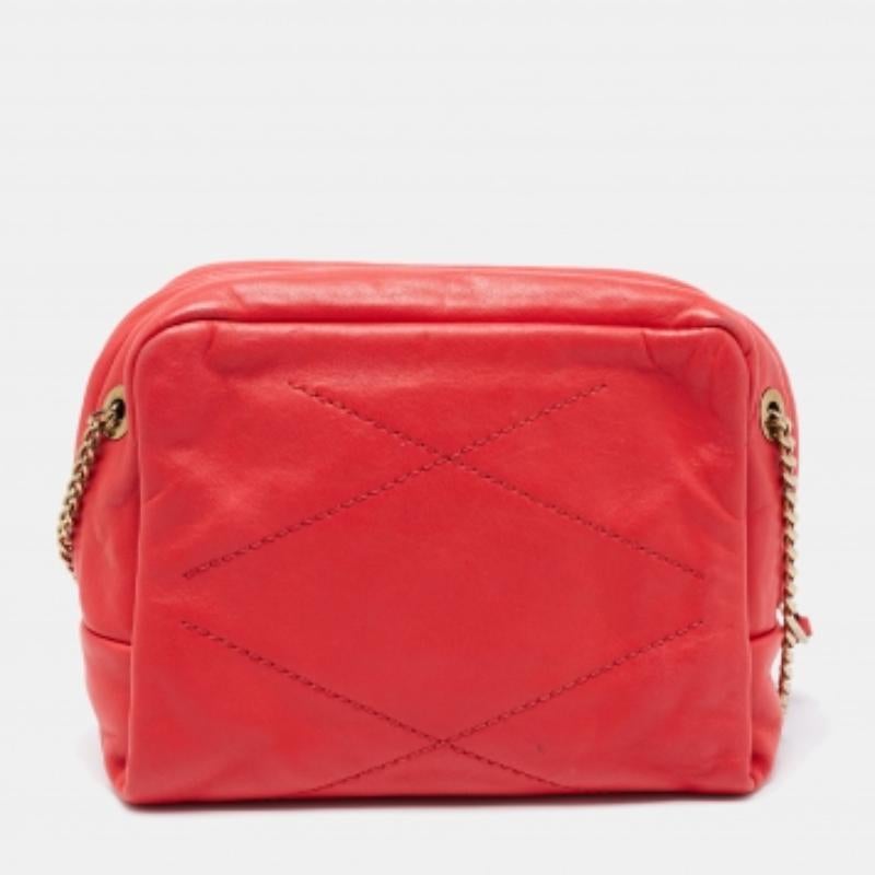 Rouge Sac à bandoulière Lanvin en cuir rouge corail clouté de sucre en vente