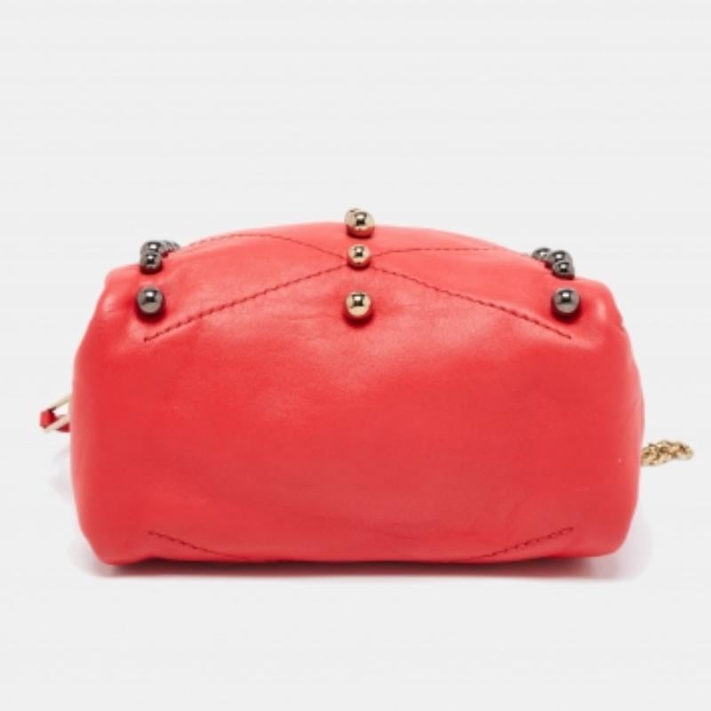 Sac à bandoulière Lanvin en cuir rouge corail clouté de sucre Bon état - En vente à Dubai, Al Qouz 2