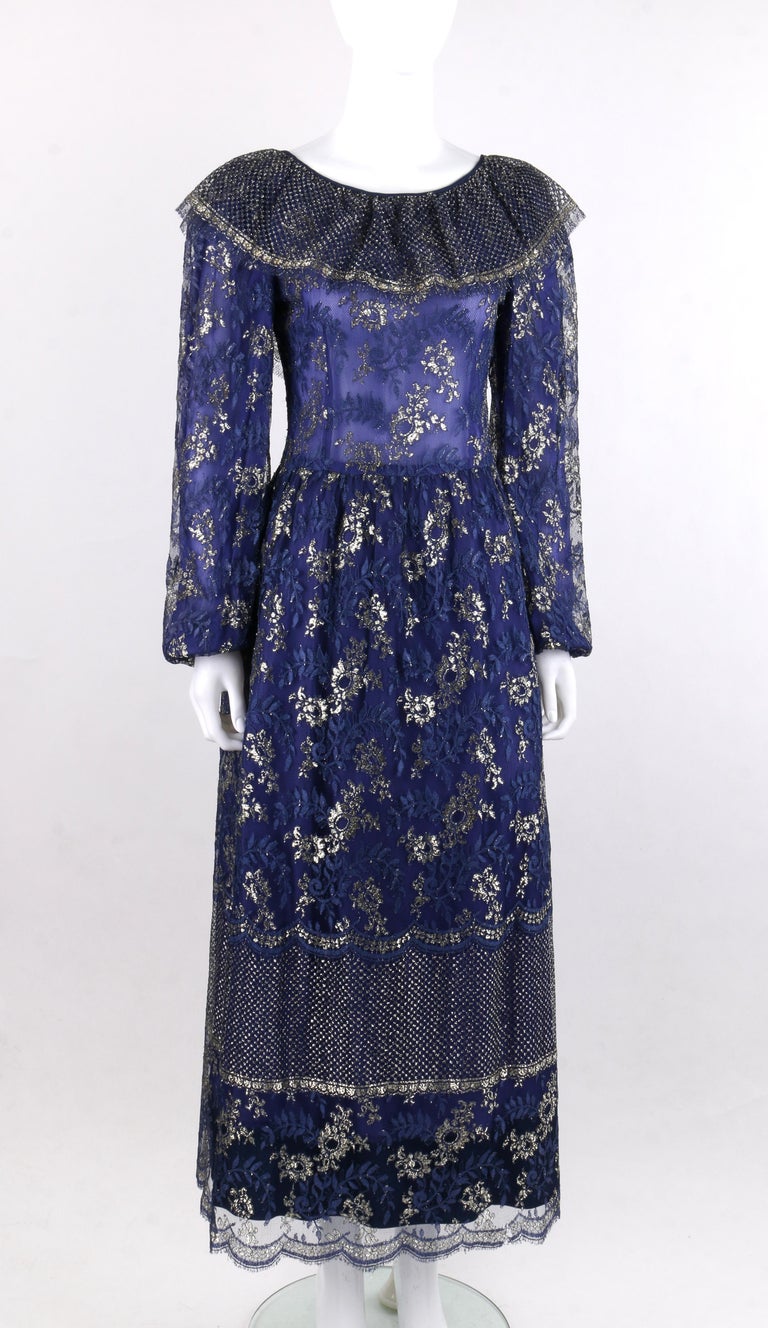 1970s Floral Logo Lanvin Maxi Dress