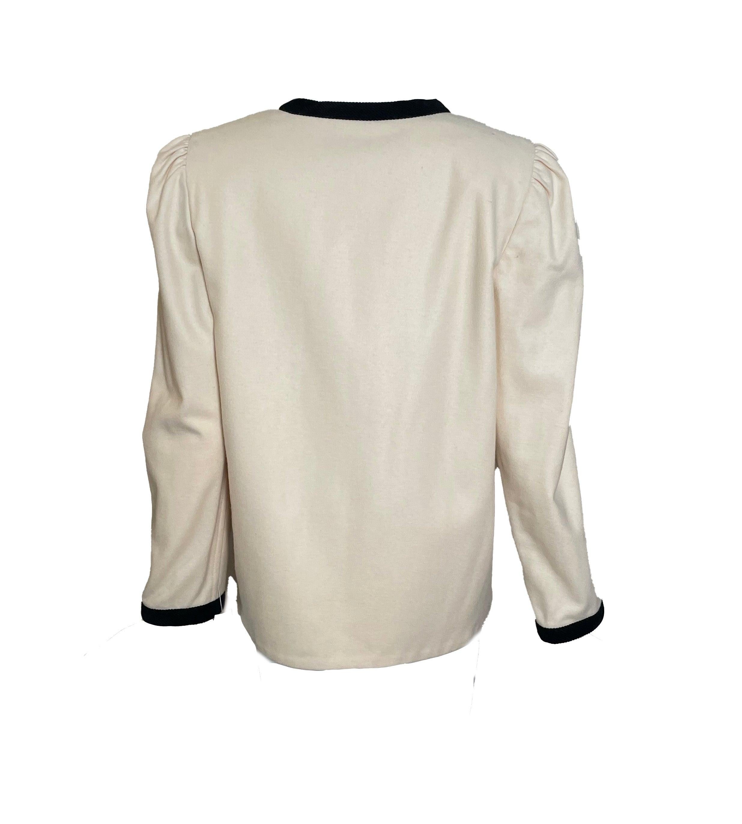Beige Veste Lanvin Couture en laine ivoire avec soutache, années 1980 en vente