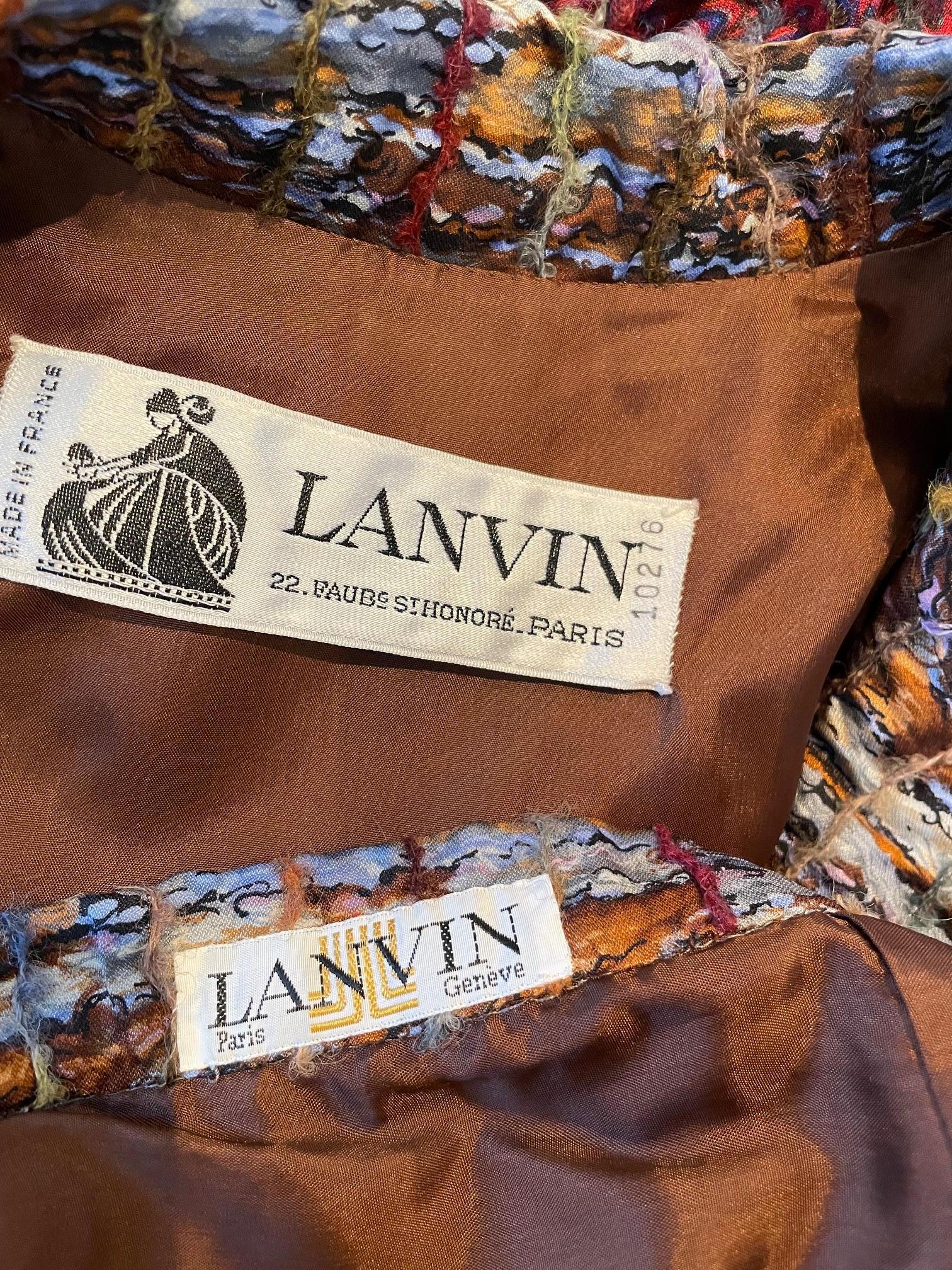 Women's LANVIN COUTURE Vintage 1980s Brown Tartan Silk Mohair Fitted Suit For Sale