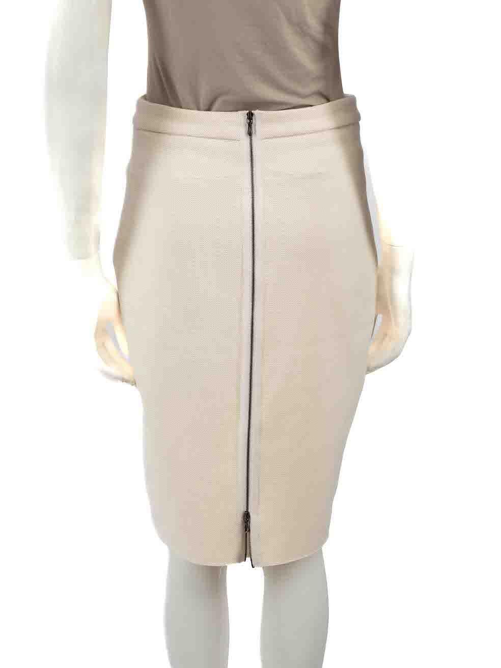 Lanvin Cream Back Zipped Pencil Skirt Size M In Good Condition For Sale In London, GB