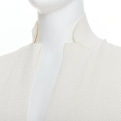 LANVIN cream cotton skinny lapel knitted buttons pocketed blazer M