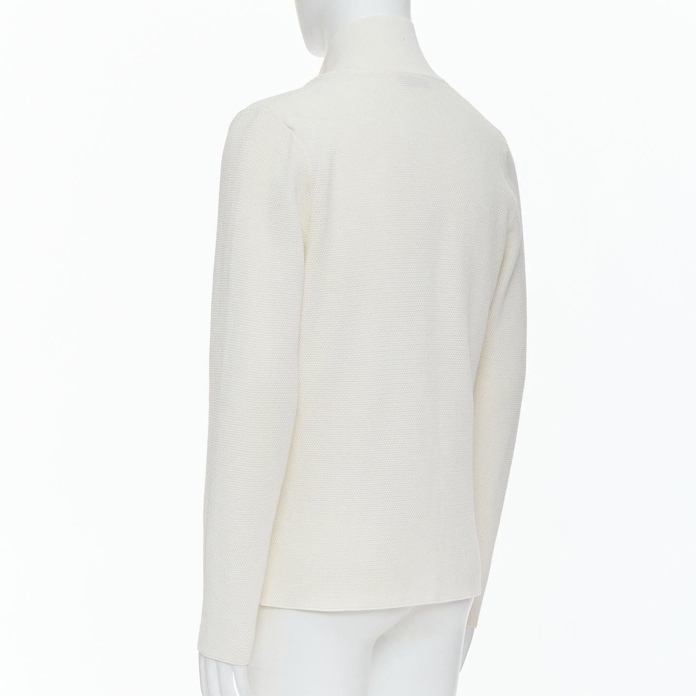 LANVIN cream cotton skinny lapel knitted buttons pocketed blazer M For Sale 1