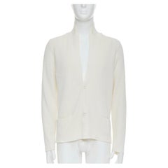 LANVIN blazer con bolsillos y solapa de punto de algodón crema M