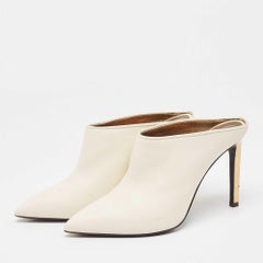Lanvin Cream Leather Pointed Toe Mules Size 41
