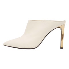 Lanvin Cream Leather Pointed Toe Mules Size 41