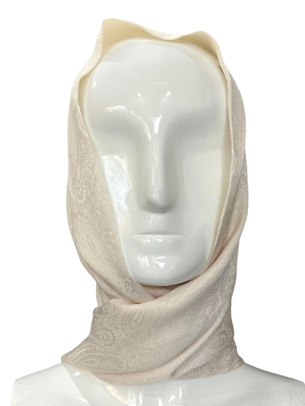 Gray Lanvin Cream Paisley Silk Jacquard Scarf For Sale