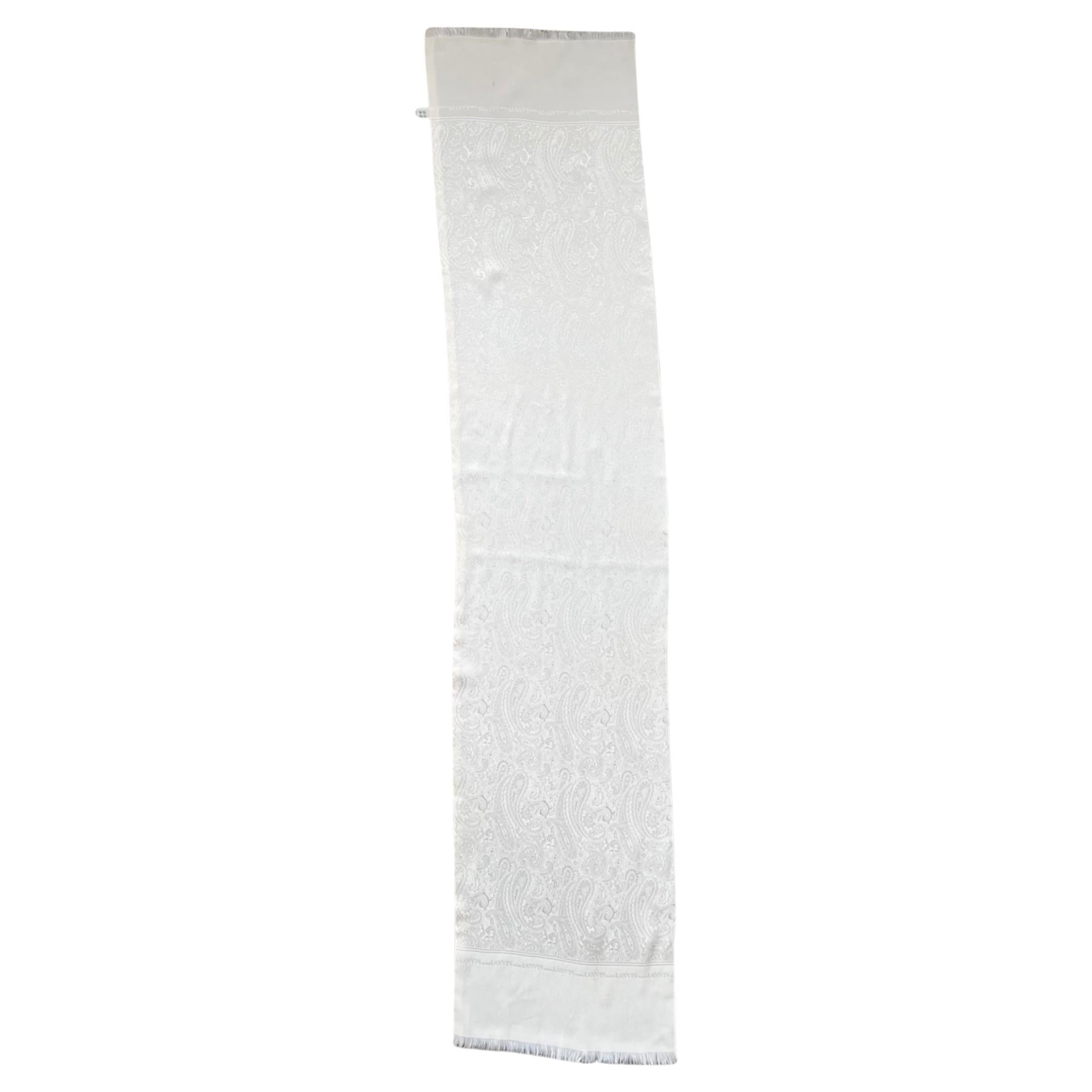 Lanvin Cream Paisley Silk Jacquard Scarf For Sale