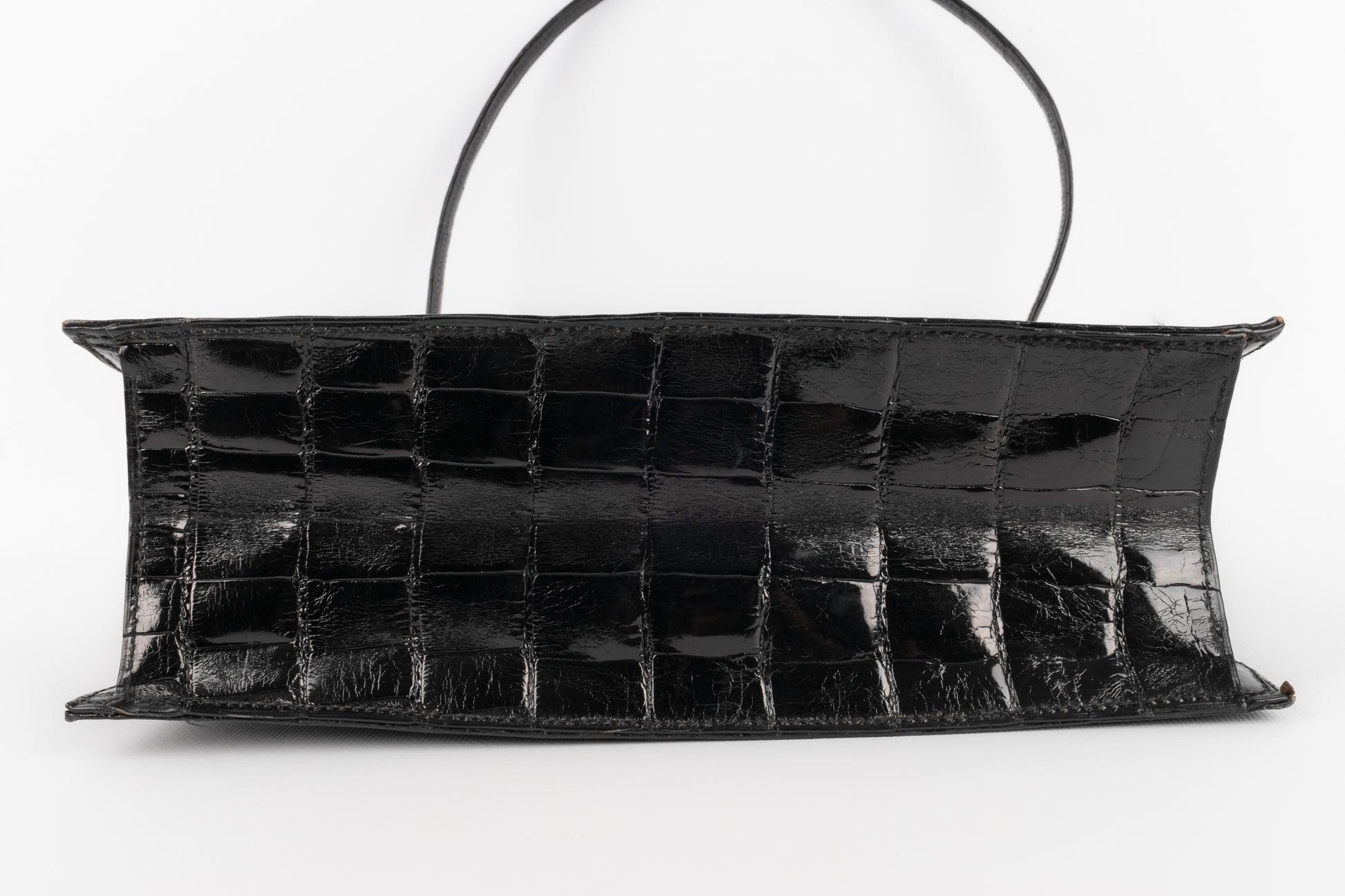 Lanvin Crocodile Black Exotic Leather Bag For Sale 2