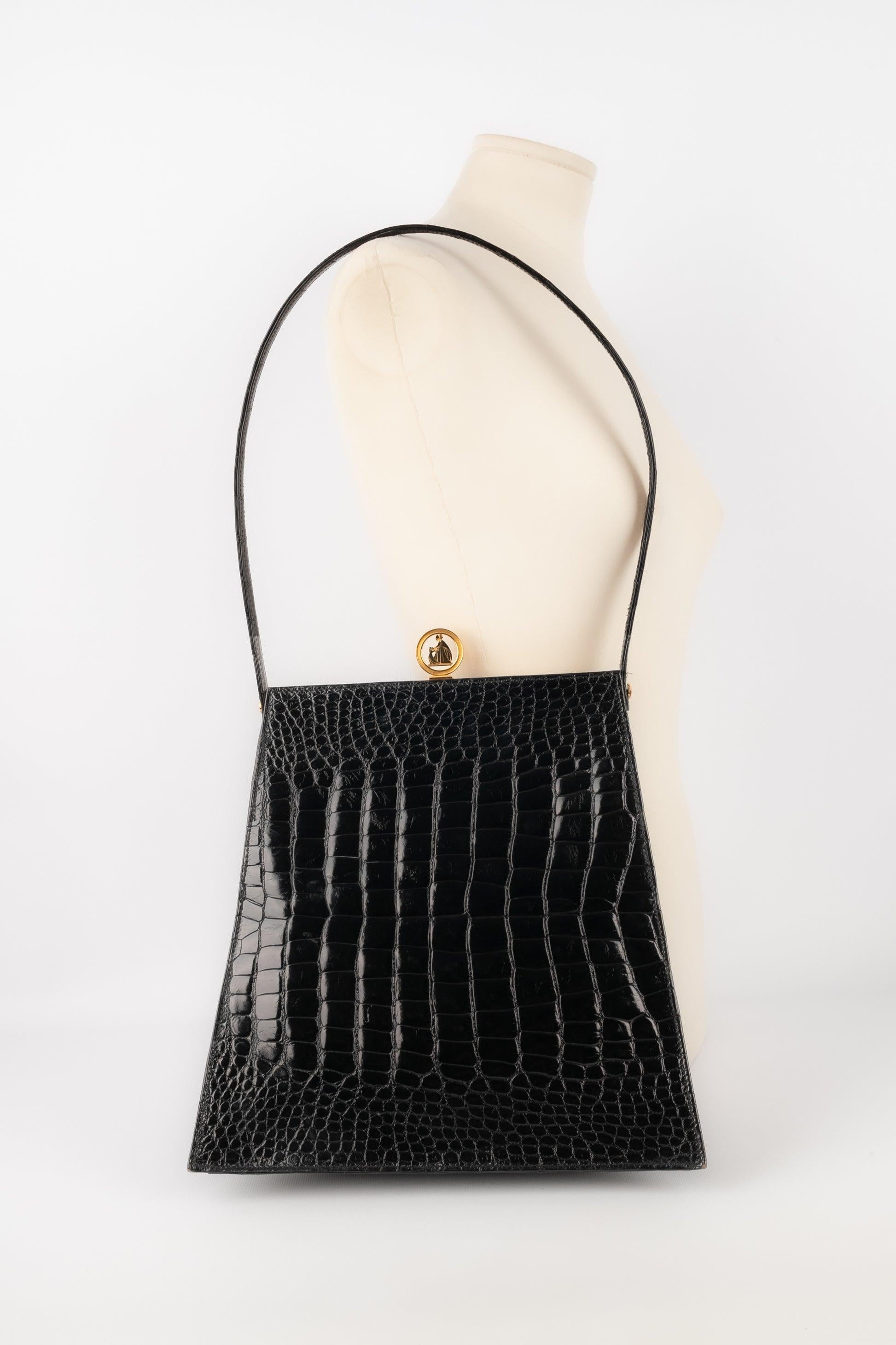 Lanvin Crocodile Black Exotic Leather Bag For Sale 5