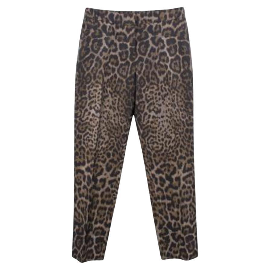 Lanvin Cropped Leopard Print Trousers For Sale