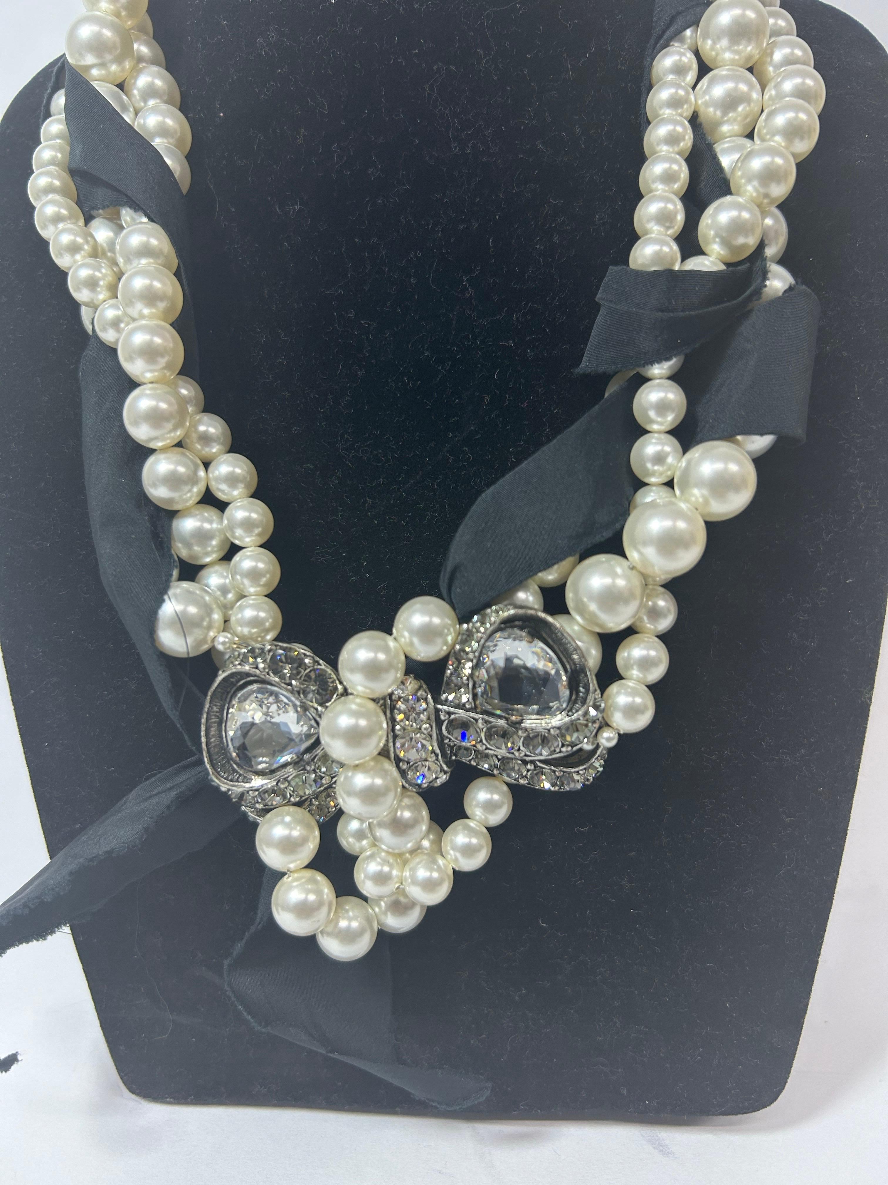 Women's Lanvin Crystal and Faux Pearl Necklace