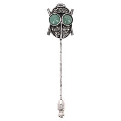 Lanvin Crystal Embellished Beetle Stick Pin Brooch