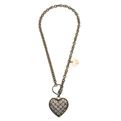 Lanvin Crystal Mira Heart Pendant Long Necklace