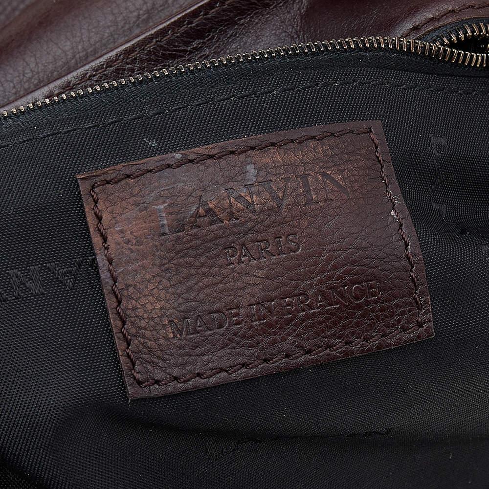 Lanvin Dark Brown Leather Flap Shoulder Bag For Sale 5