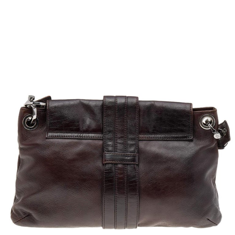Lanvin Dark Brown Leather Flap Shoulder Bag For Sale at 1stDibs