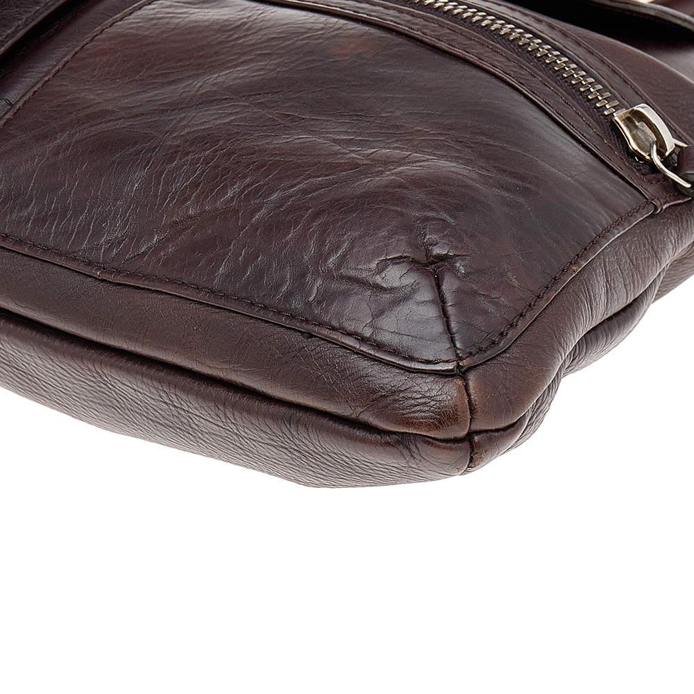 Lanvin Dark Brown Leather Flap Shoulder Bag For Sale 2