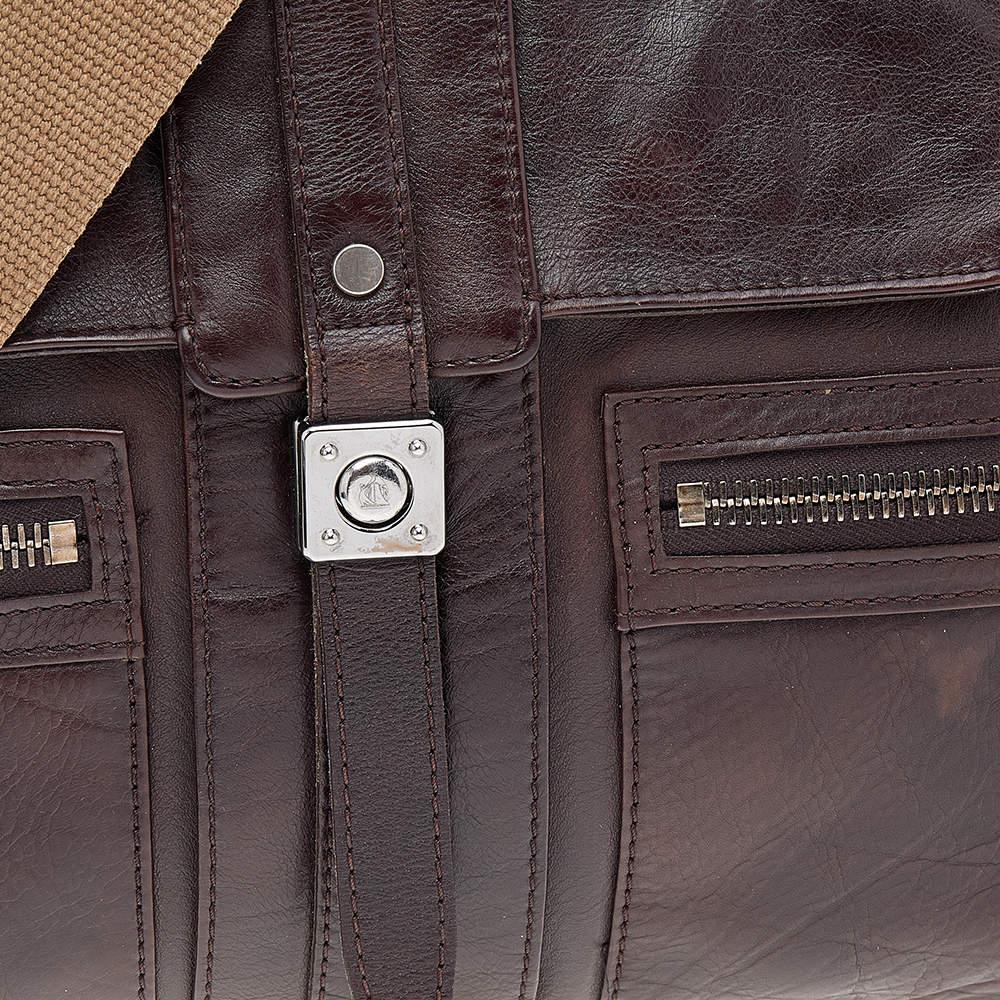 Lanvin Dark Brown Leather Flap Shoulder Bag For Sale 3