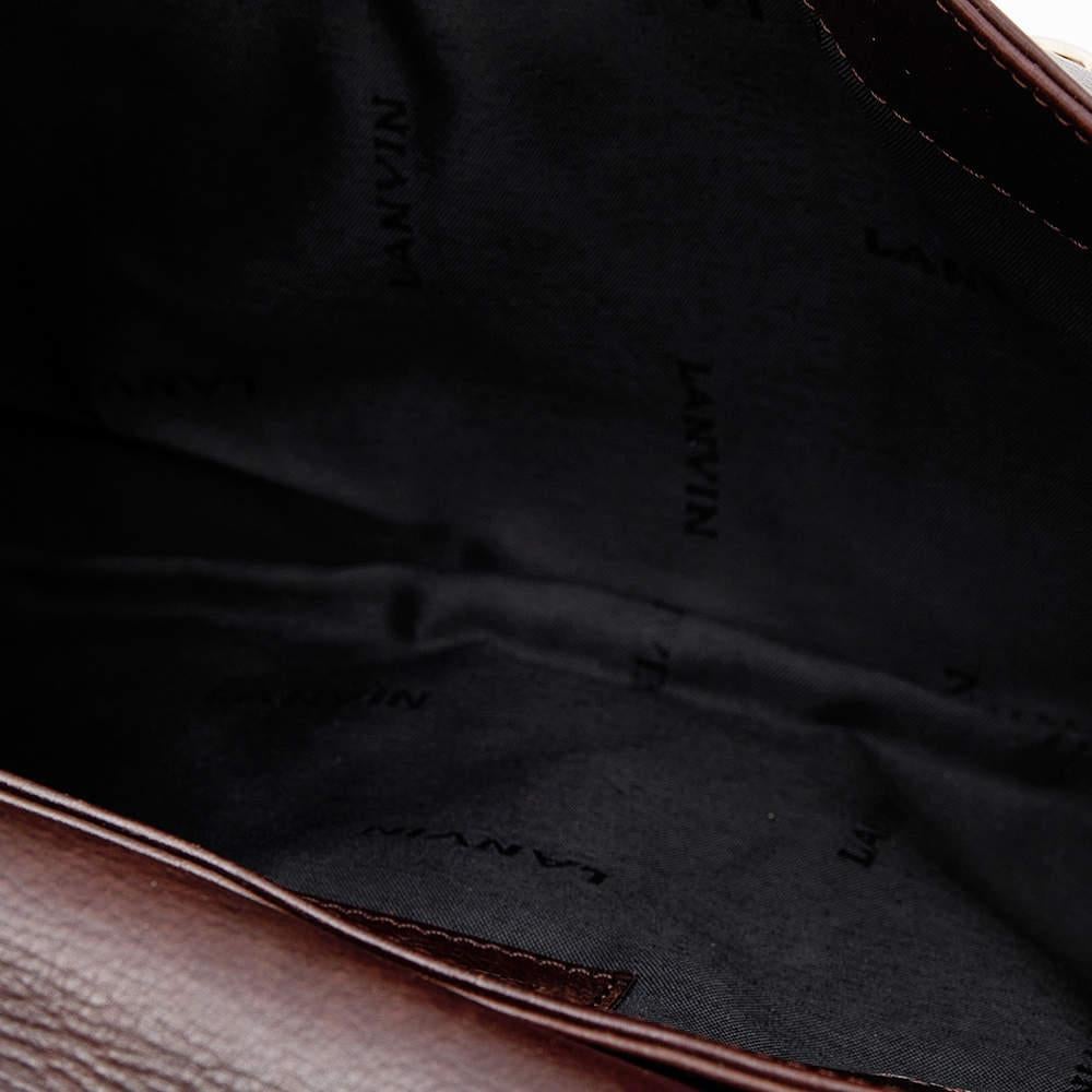 Lanvin Dark Brown Leather Flap Shoulder Bag For Sale 4
