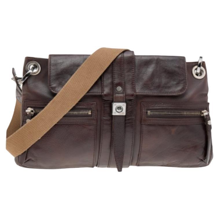 Lanvin Borsa a tracolla con patta in pelle marrone scuro