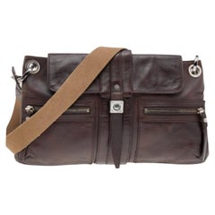 Lanvin Dark Brown Leather Flap Shoulder Bag