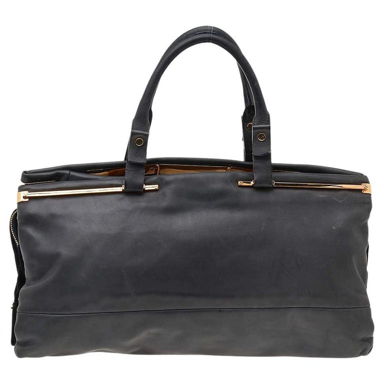 Lanvin Dark Grey/Black Leather Satchel For Sale at 1stDibs