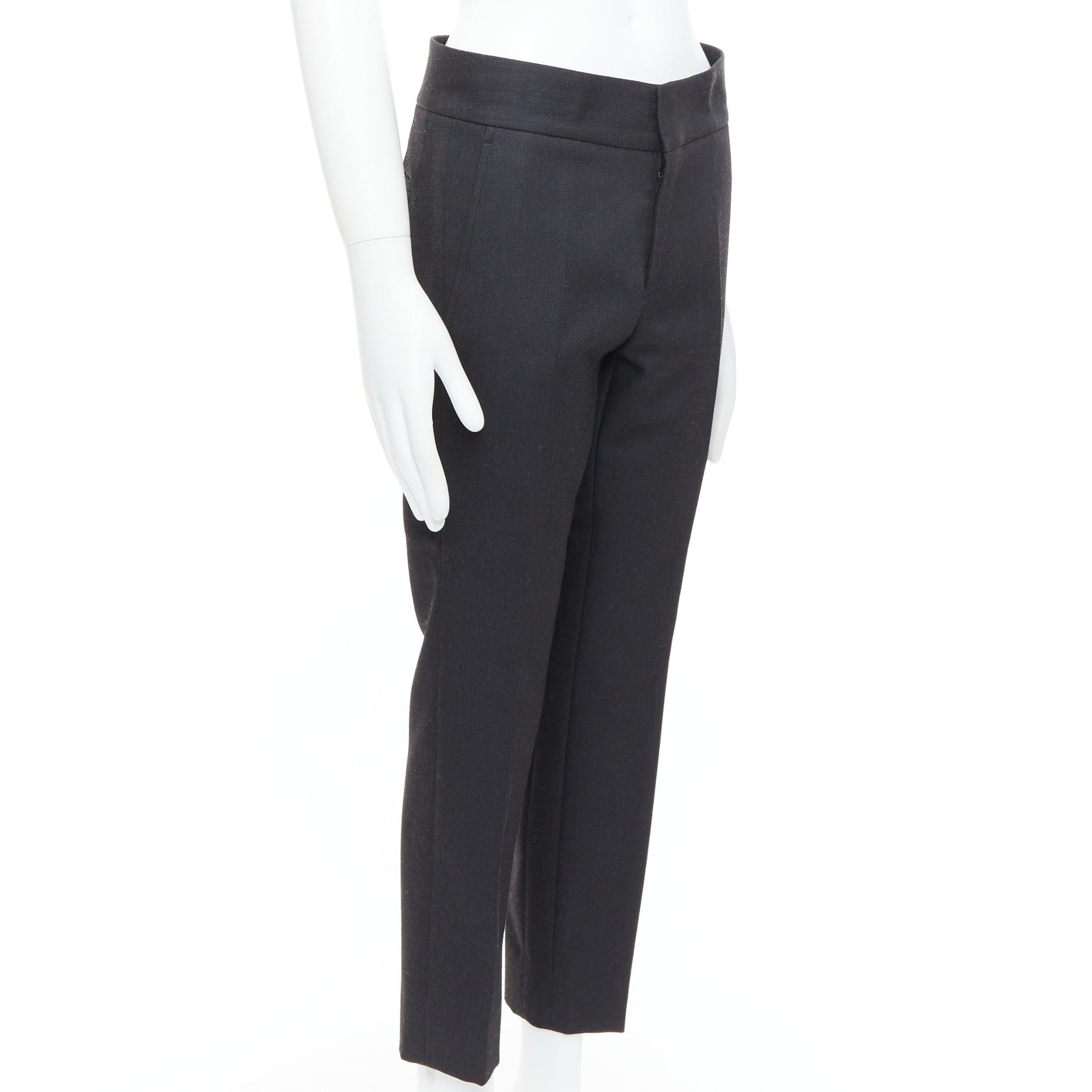 Black LANVIN dark grey cotton blend concealed fly tapered trousers FR44 XS For Sale