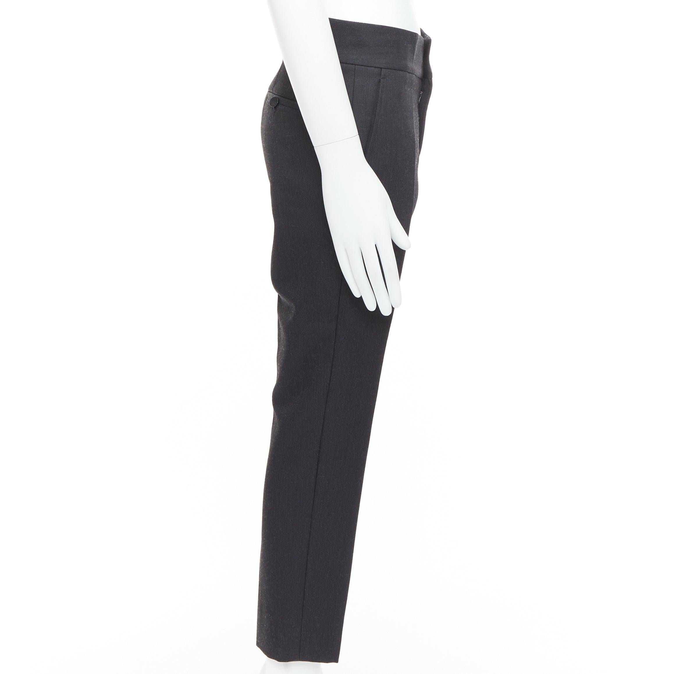 LANVIN dark grey cotton blend concealed fly tapered trousers FR44 XS In Good Condition For Sale In Hong Kong, NT