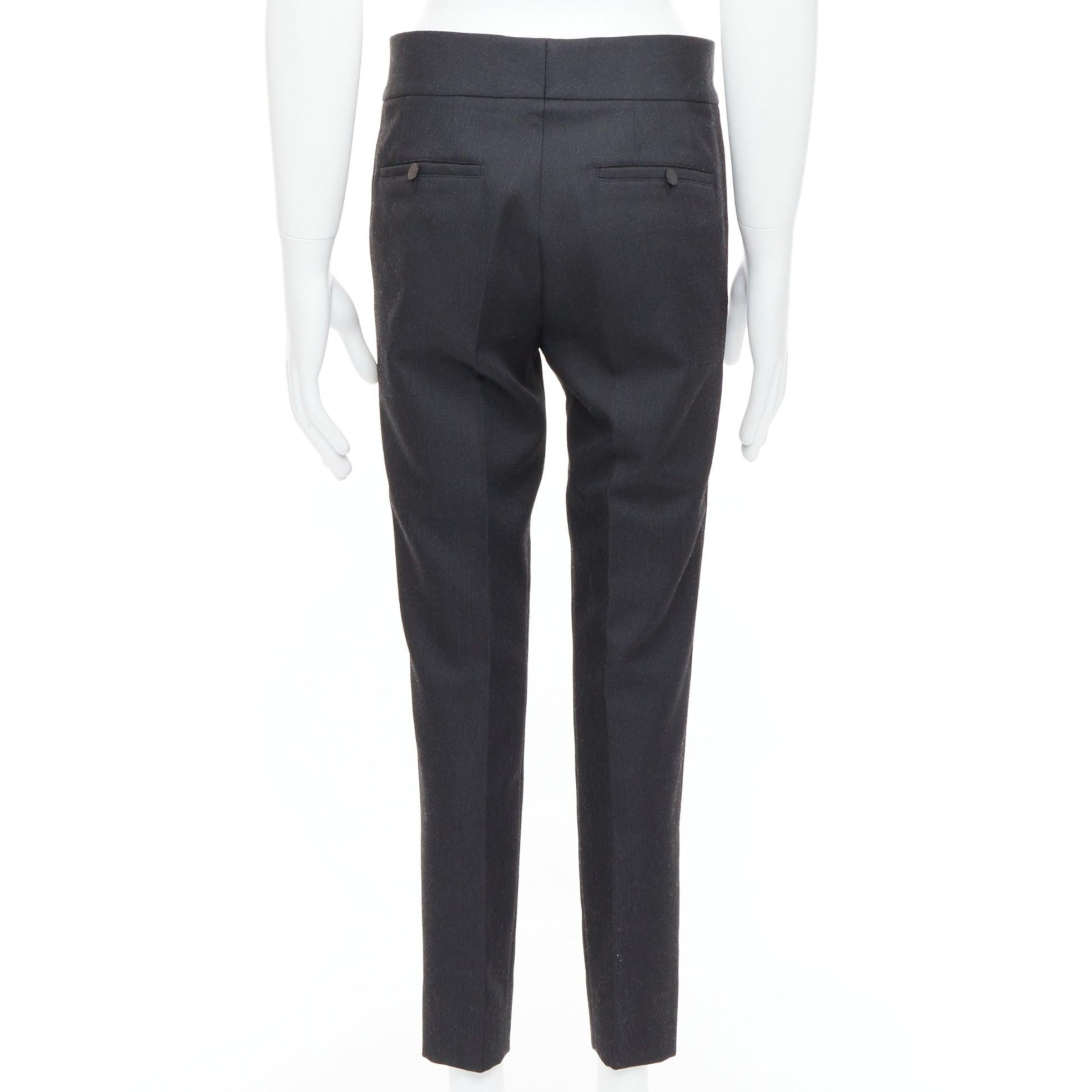 Men's LANVIN dark grey cotton blend concealed fly tapered trousers FR44 XS For Sale