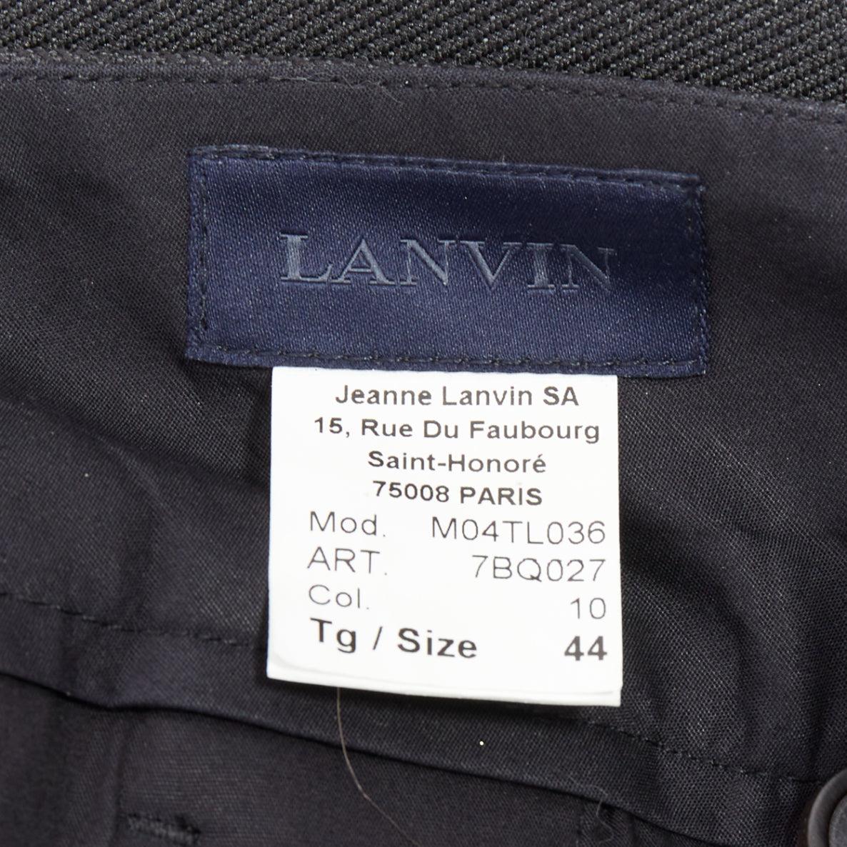 LANVIN dark grey cotton blend concealed fly tapered trousers FR44 XS For Sale 3