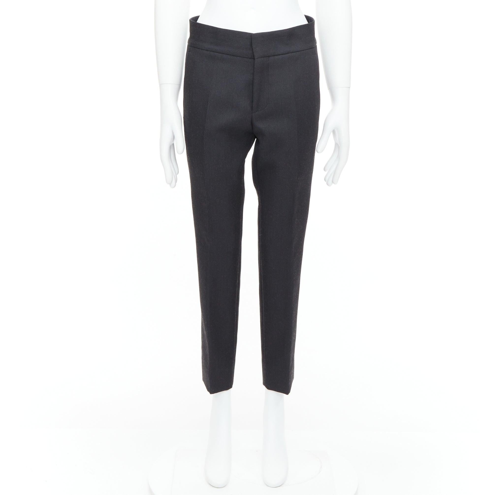 LANVIN dark grey cotton blend concealed fly tapered trousers FR44 XS For Sale 4