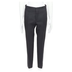 LANVIN dark grey cotton blend concealed fly tapered trousers FR44 XS