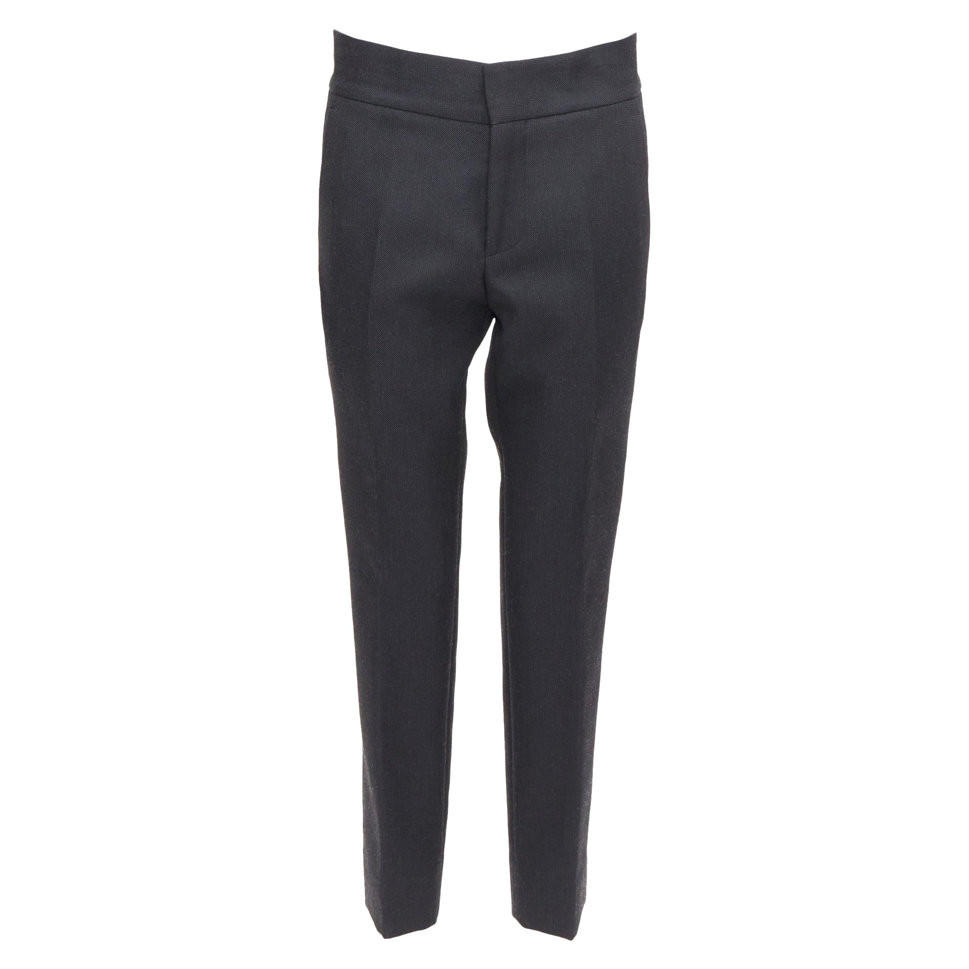 LANVIN pantaloni affusolati in misto cotone grigio scuro con chiusura a scomparsa FR44 XS