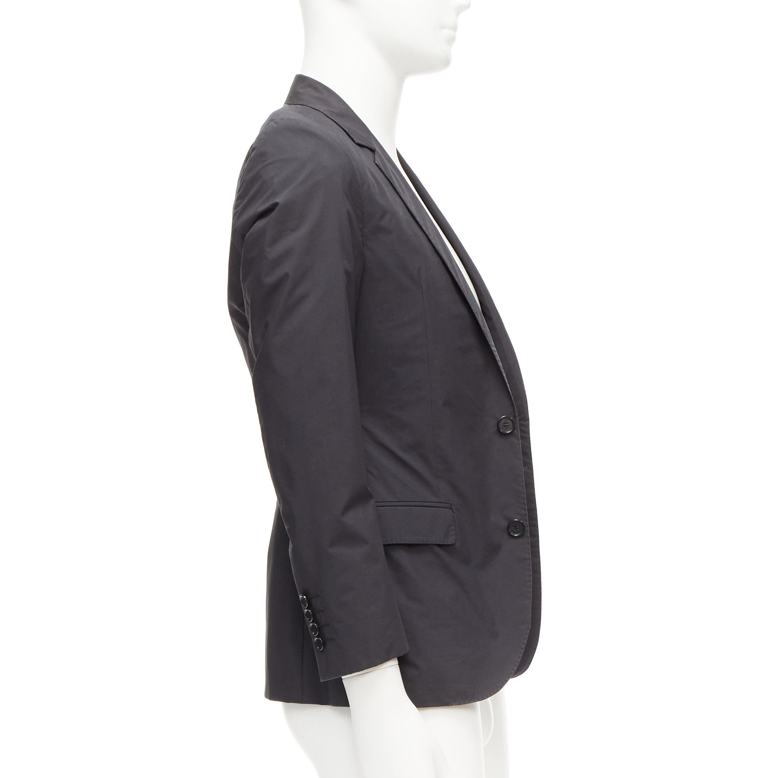 LANVIN dark grey cotton blend nylon minimal single breast suit blazer EU44 XS In Good Condition For Sale In Hong Kong, NT