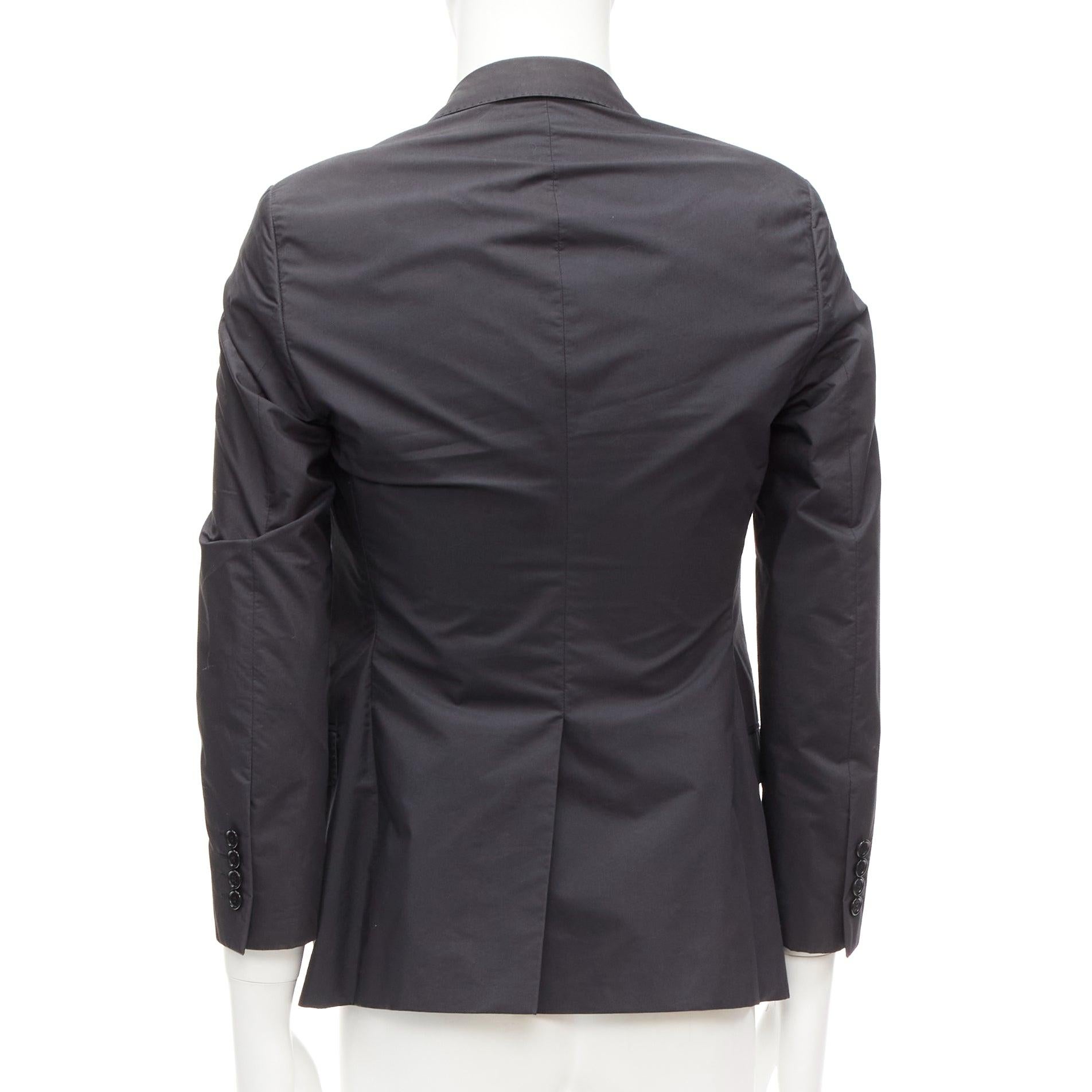 Men's LANVIN dark grey cotton blend nylon minimal single breast suit blazer EU44 XS For Sale