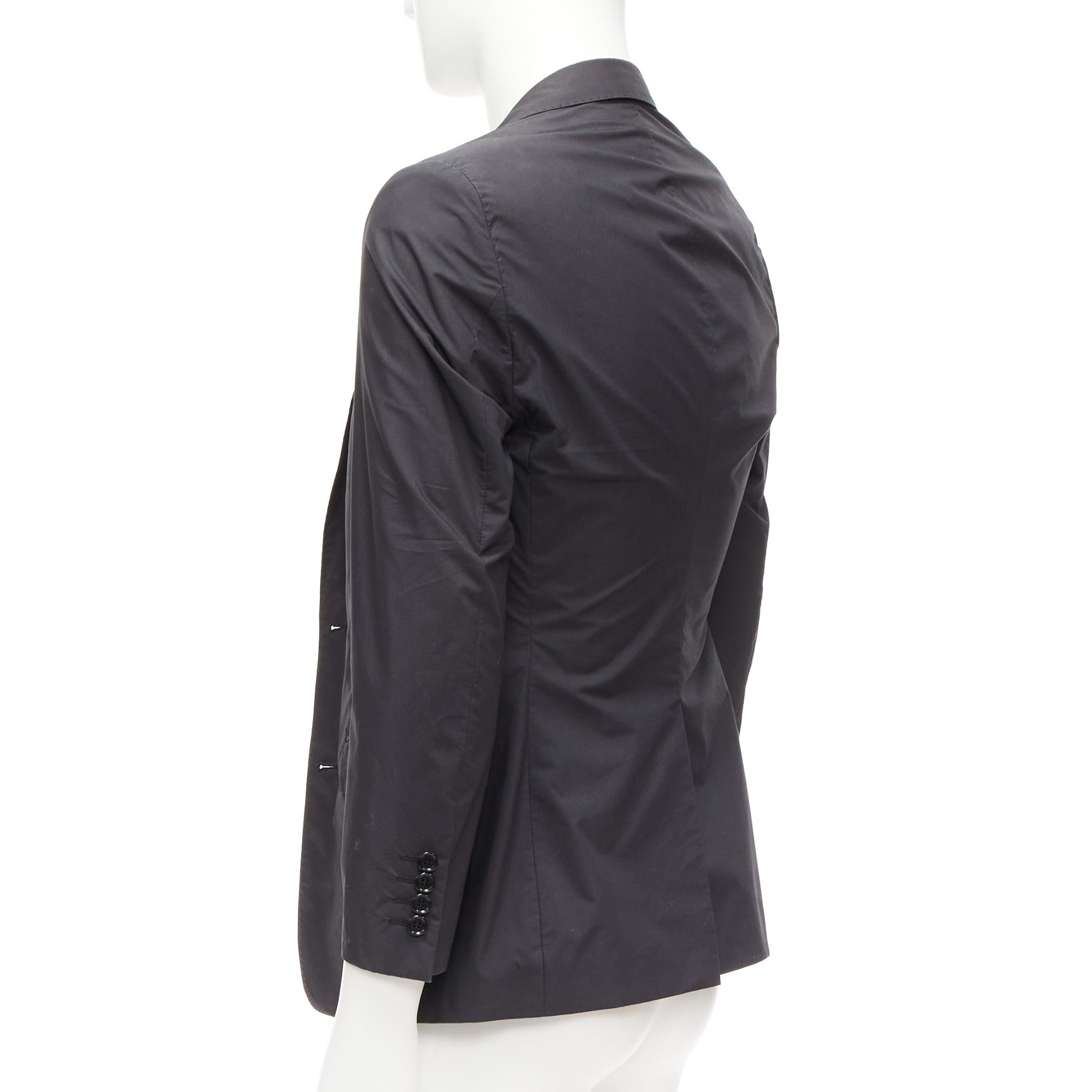 LANVIN dark grey cotton blend nylon minimal single breast suit blazer EU44 XS For Sale 1