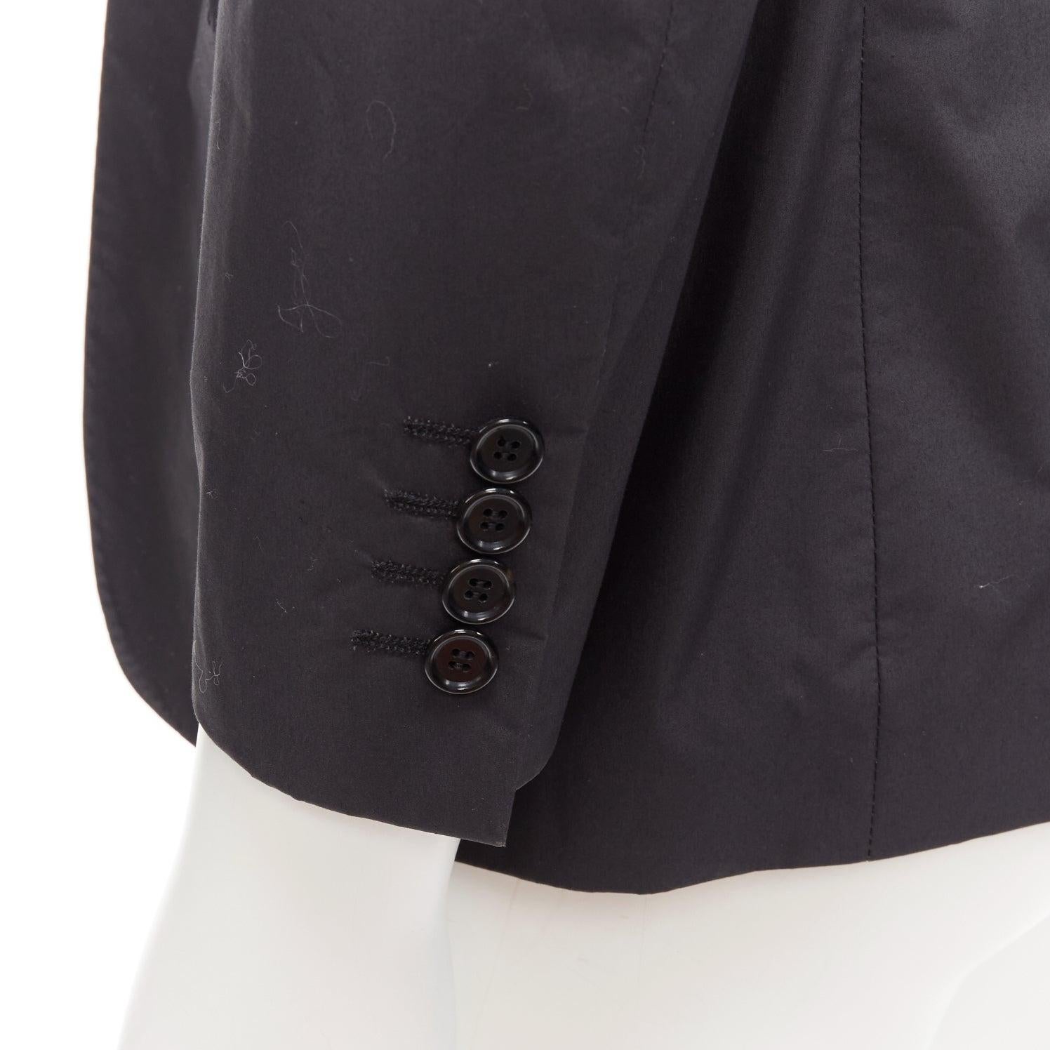 LANVIN dark grey cotton blend nylon minimal single breast suit blazer EU44 XS For Sale 2