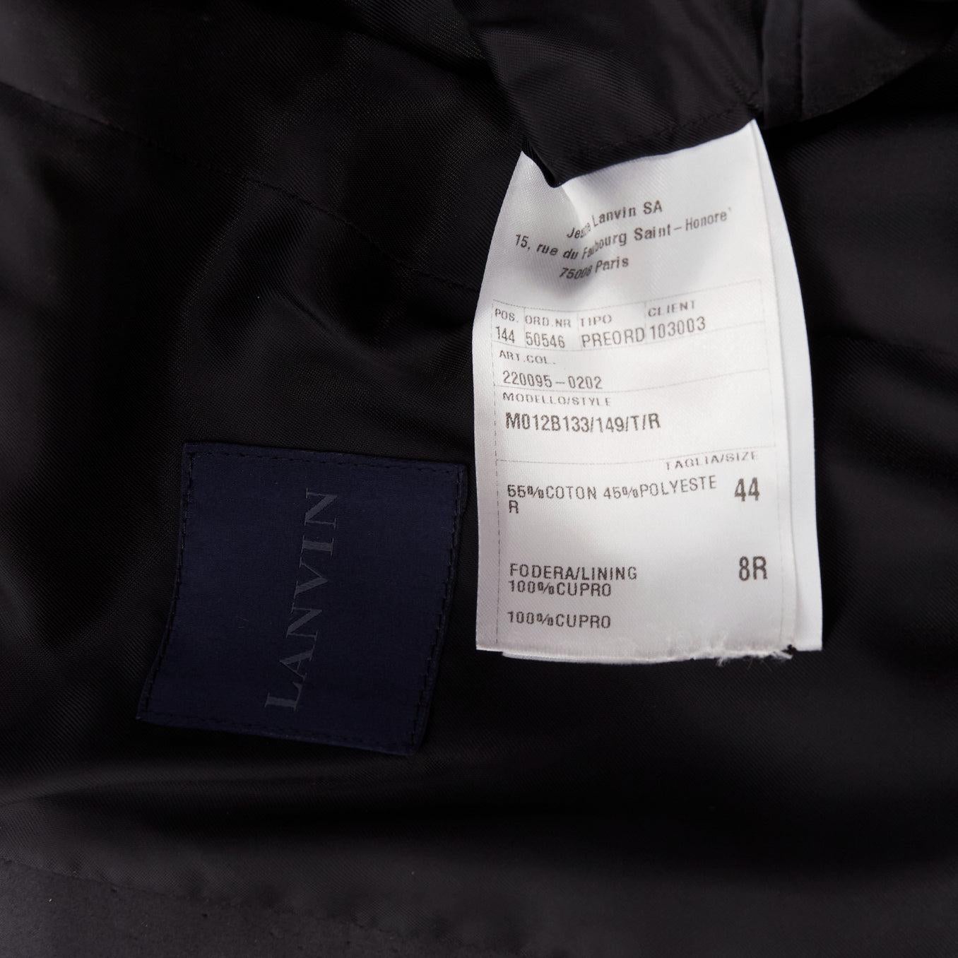 LANVIN dark grey cotton blend nylon minimal single breast suit blazer EU44 XS For Sale 4