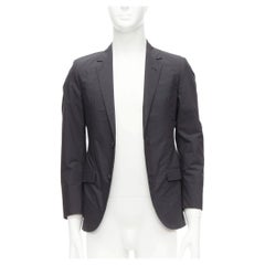 LANVIN dark grey cotton blend nylon minimal single breast suit blazer EU44 XS
