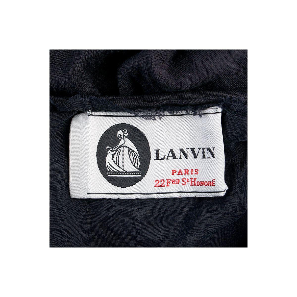 Women's LANVIN dark grey viscose DRAPED CAP SLEEVE Dress M