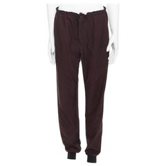 LANVIN dunkel lila Pflaume Kordelzug Taille verjüngt Jogger Hose FR46 S