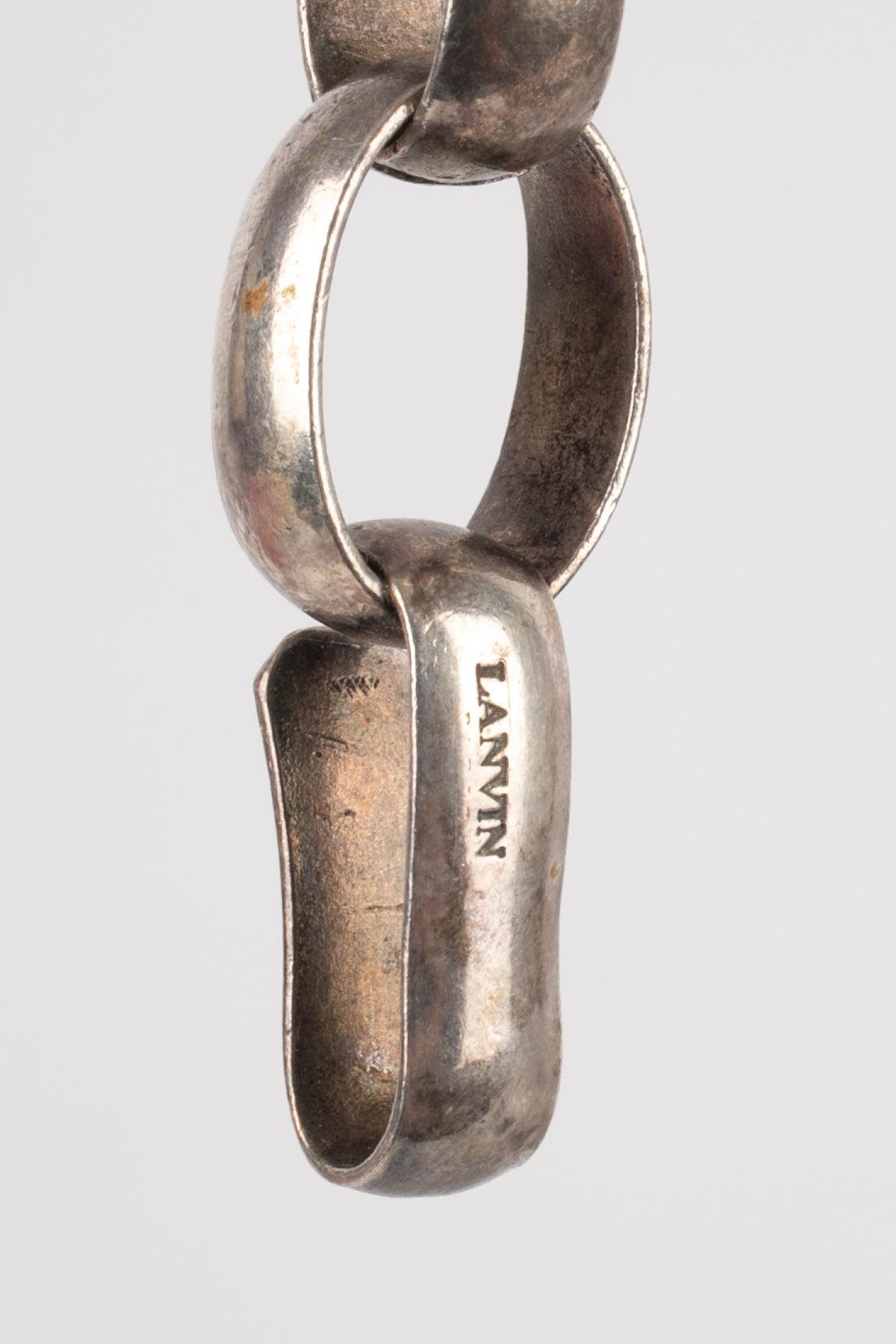 Lanvin Dark-Silvery Metal Necklace with Rhinestones For Sale 2