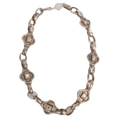 Lanvin Dark-Silvery Metal Necklace with Rhinestones
