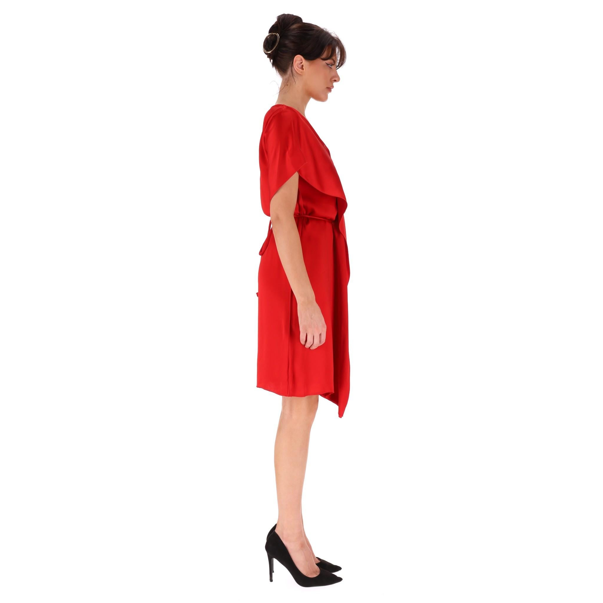 Red Lanvin Drape Dress For Sale
