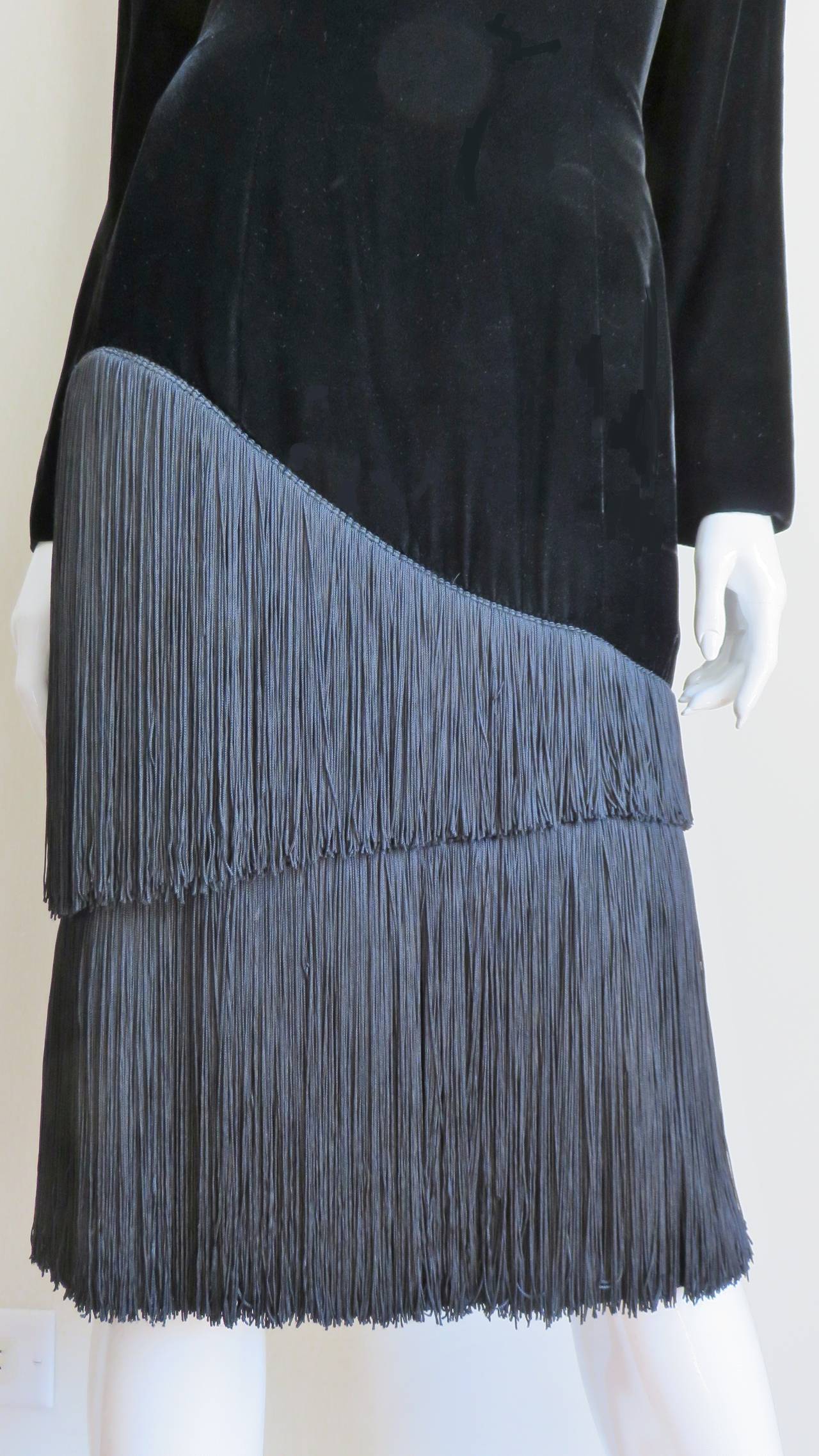  Lanvin Dress with Fringe 1980s In Good Condition For Sale In Water Mill, NY
