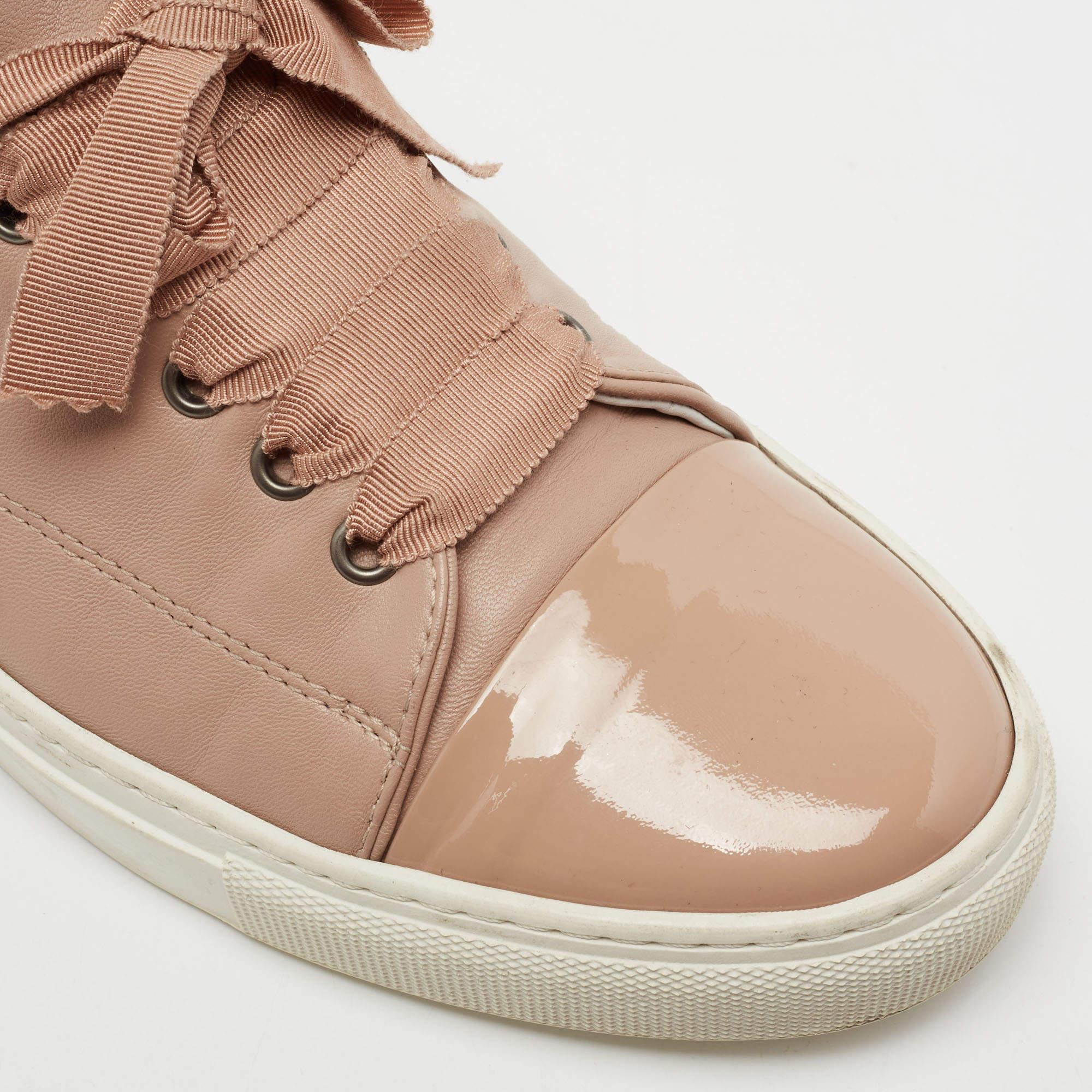 Lanvin Zapatillas bajas de piel y charol rosa empolvado talla 40 2
