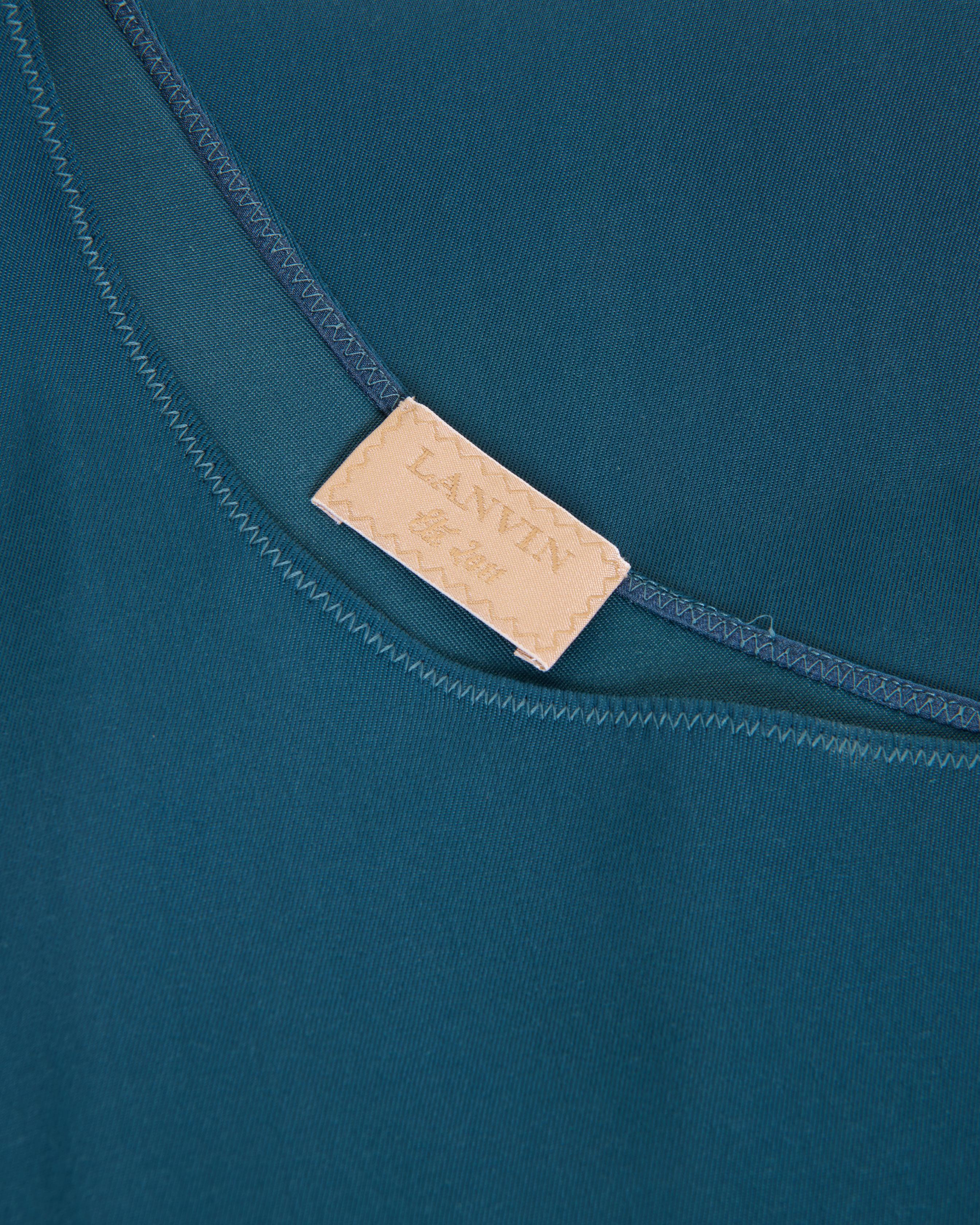 Lanvin Early 00's Viscose Green Long Dress For Sale 5