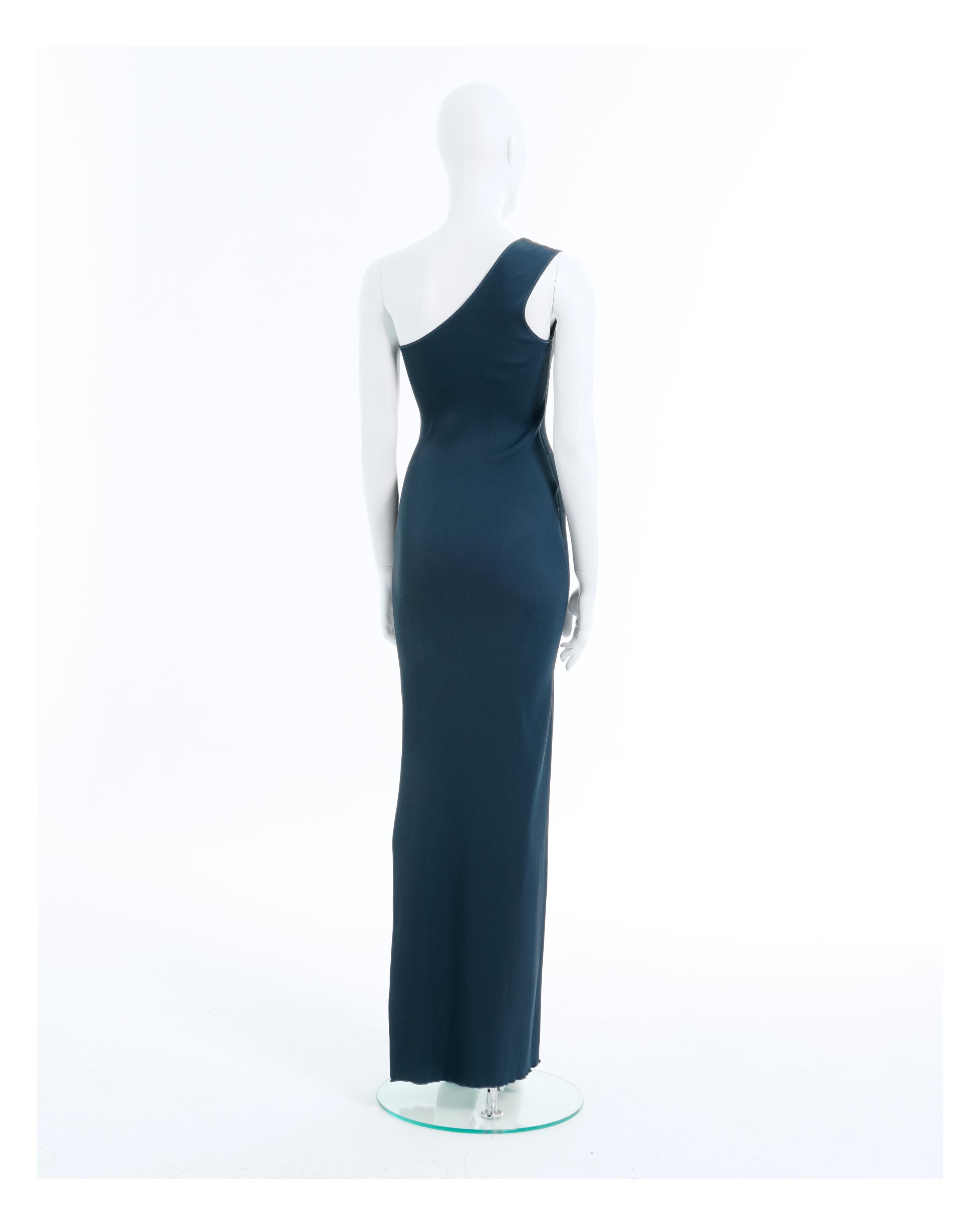 Blue Lanvin Early 00's Viscose Green Long Dress For Sale