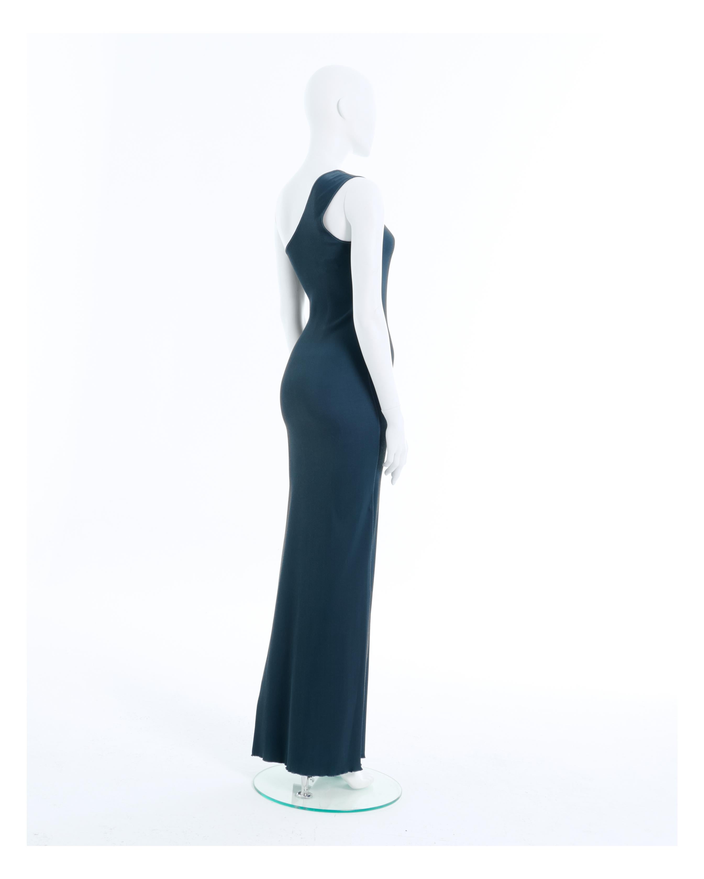 Lanvin Early 00's Viscose Green Long Dress In Excellent Condition For Sale In Milano, IT